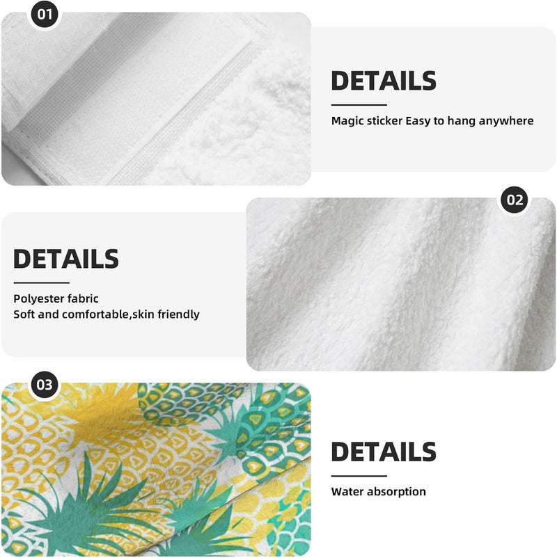 PDDCWAY Summer Pineapple Kitchen Hanging Towel Tropical Fruits Leaves Hand Tie Towels Set 2 Pack Fast Drying Tea Bar Dish Cloths Towel Soft Absorbent Durable for Bathroom Laundry Room Decor - Image 5